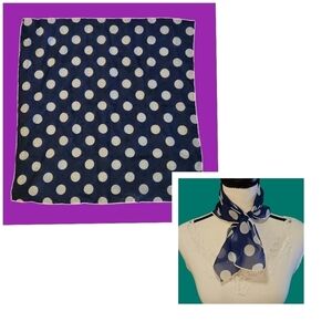 Vintage Mid-century Rockabilly Polka Dot Square Chiffon Scarf